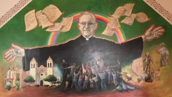 A mural of St. Oscar Romero in the Columban Mission Center in El Paso, TX